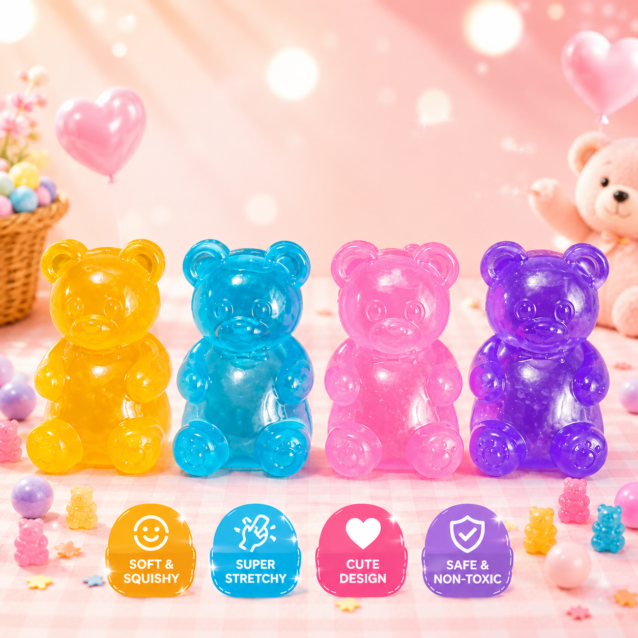 Maltose Gummy Bear Squishy Fidget Toy for Stress Relief